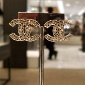 Chanel crystal and pearl earrings